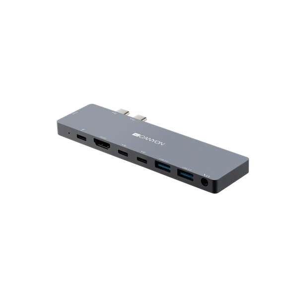 Canyon CNS-TDS08DG USB-C HUB Multiport, MacBook-hoz, 8-in-1, USB3.0, HDMI,
USB-C, audio, szürke 