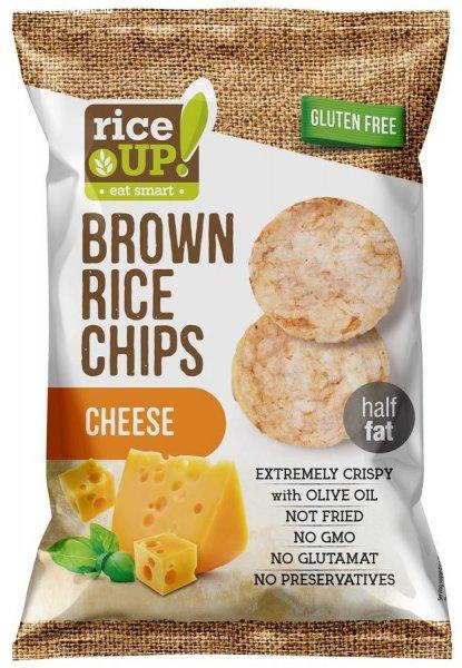 Rice Up! teljes kiőrlésű barna rizs chips sajtos ízesítéssel 60g,
gluténmentes