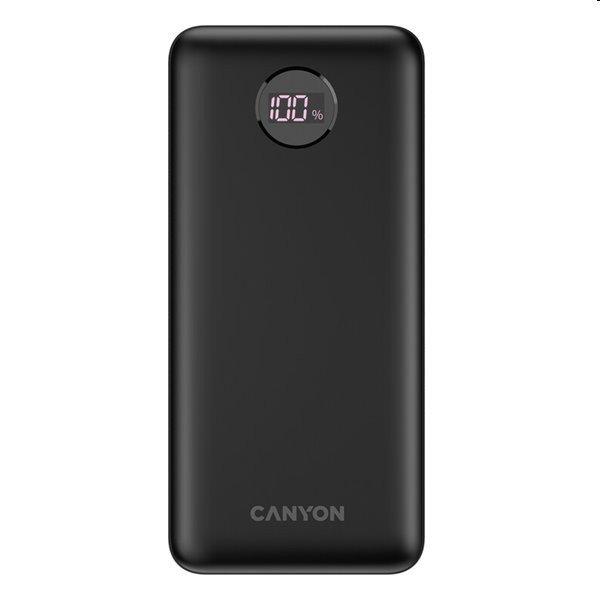 Powerbank Canyon digitális kijelzővel 1xUSB-C/ 2x USB-A 20000, fekete
