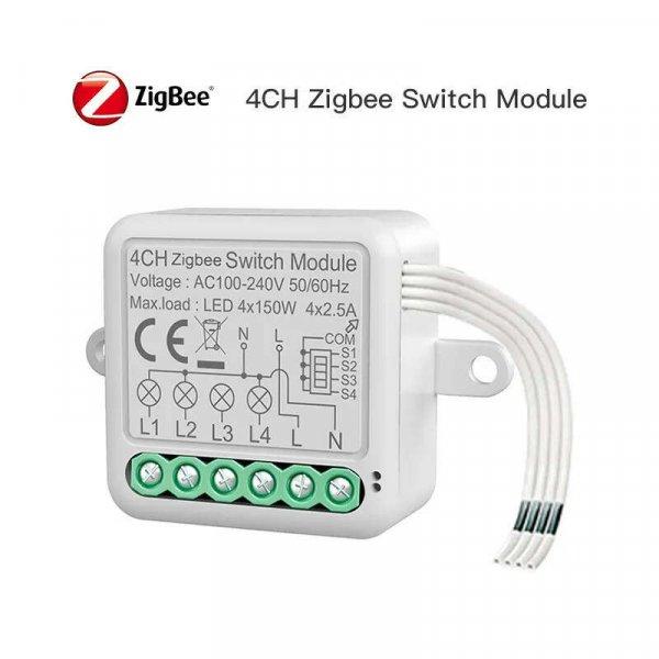 RSH® SB04 ZigBee -4 csatornás SMART kapcsoló - Applikációs irányítás,
időzítés, hang utasítás. Amazon Echo, Google Home és IFTTT
integrálhatóság