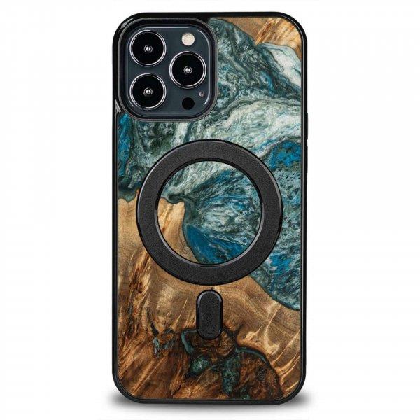 Fa és gyanta tok iPhone 13 Pro Max MagSafe Bewood Unique Planet Earth
készülékhez - kék zöld