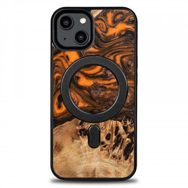 Fa és gyanta tok iPhone 15 Plus MagSafe Bewood Unique Orange telefonhoz -
narancssárga és fekete