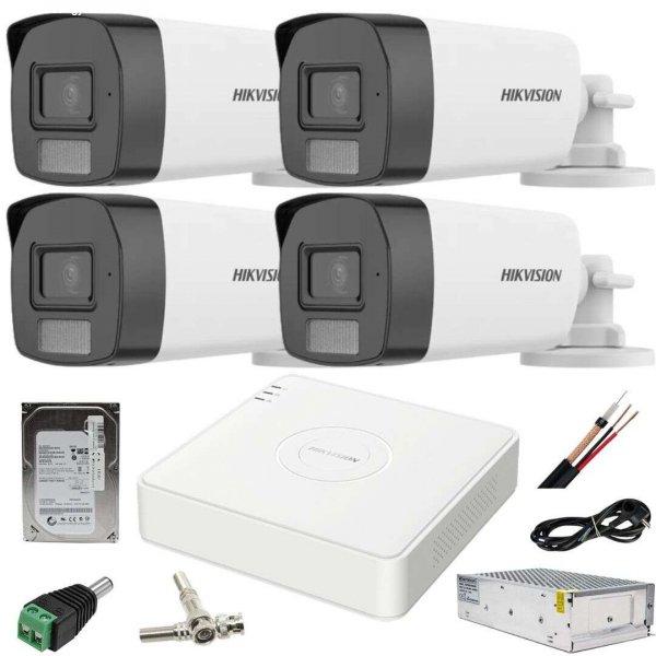 CCTV rendszer: Hikvision, 4 kamera: 2MP Dual Light IR, 40m WL, 40m DVR, 4MP,
AcuSense tartozékokkal, 500GB HDD