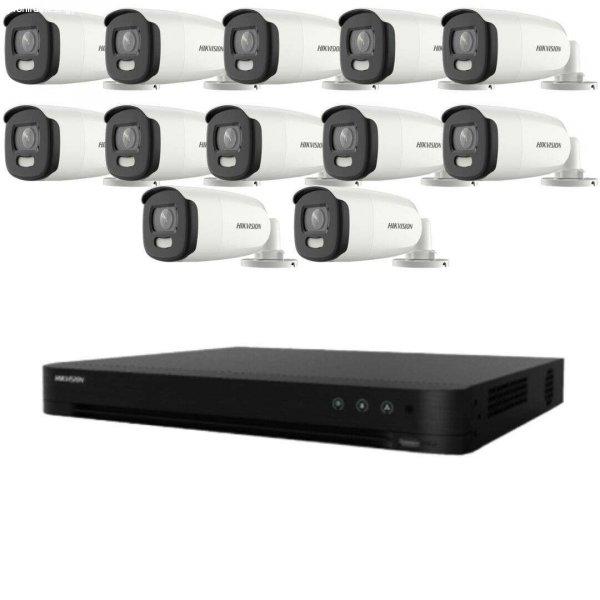Hikvision megfigyelő készlet 12 kamera 5MP ColorVu, színes éjszakai 40m, DVR
16 csatornával 8MP