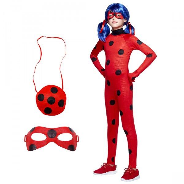 IdeallStore® gyerek jelmez, Miraculous Ladybug, jumpsuit típusú, 5-7 éves,
paróka és kiegészítők