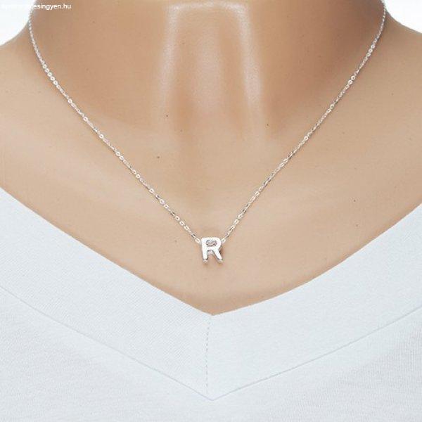 925 ezüst nyaklánc, fényes lánc, nagy nyomtatott R betű