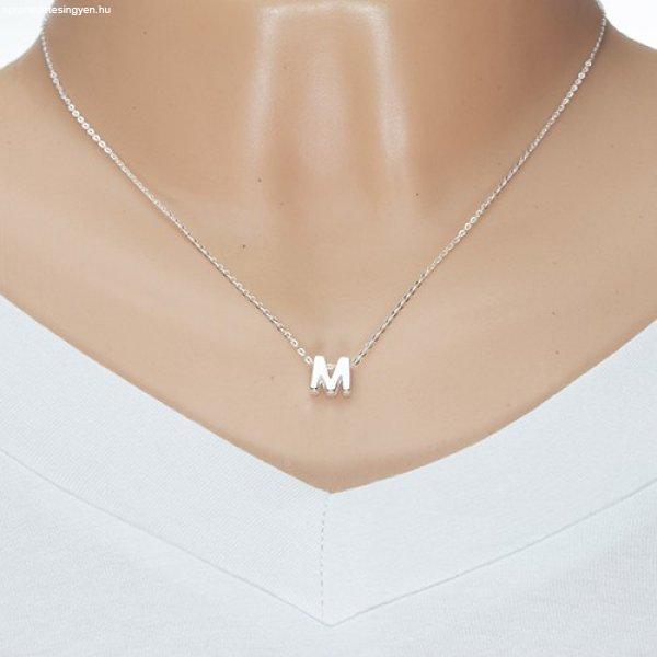 925 ezüst nyaklánc, fényes lánc, nagy nyomtatott M betű