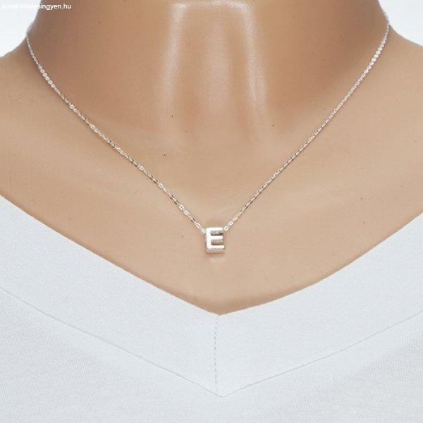 925 ezüst nyaklánc, fényes lánc, nagy nyomtatott E betű
