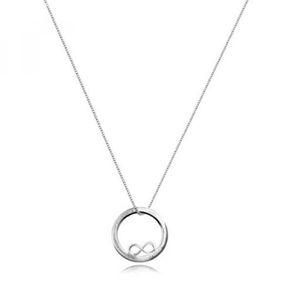 925 ezüst nyaklánc - kör körvonala végtelenség szimbólummal, felirat,
szögletes lánc