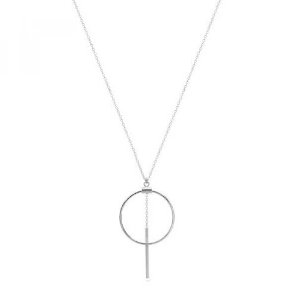 925 ezüst nyaklánc - ovális szemekből álló lánc, kör körvonala és
pálca láncon