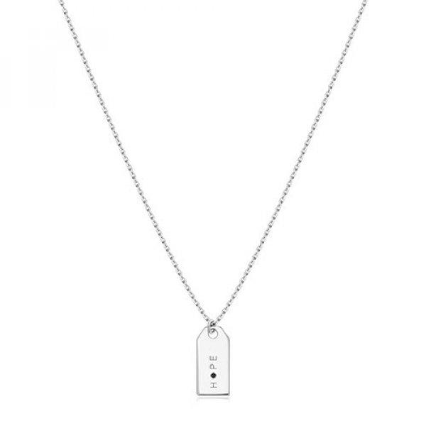 Fekete gyémánt - 925 ezüst nyaklánc, fényes tábla, "HOPE"
felirat