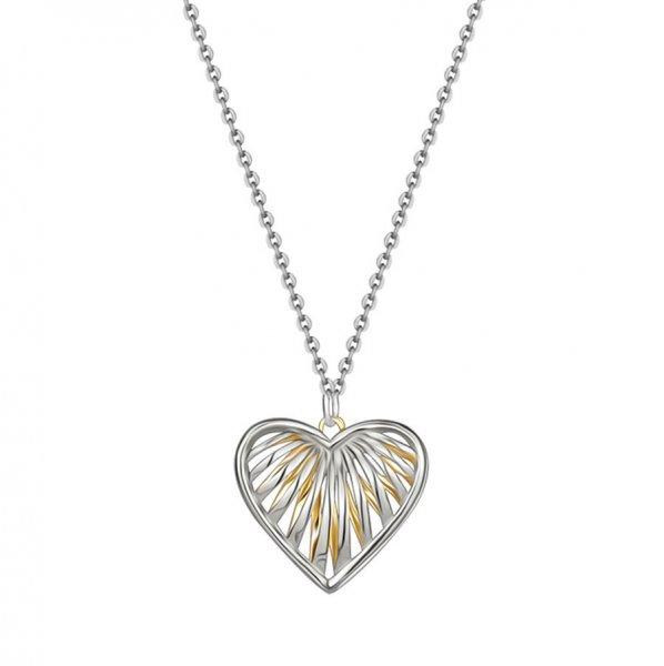 925 Ezüst nyaklánc - kétszínű szív medál, kivágásokkal