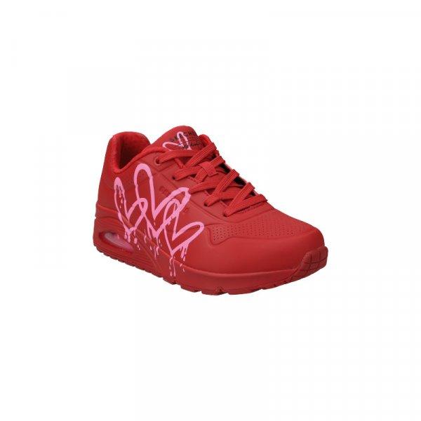 SKECHERS-Uno Dripping Heart red/pink printed