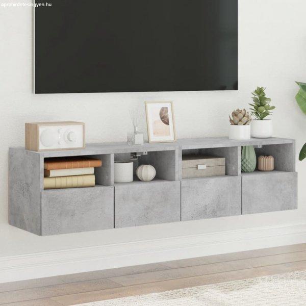 2 db betonszürke szerelt fa fali TV-szekrény 60x30x30 cm