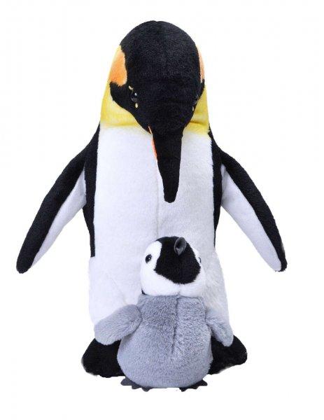 Plüss játék - Anya és baba pingvin, 40 cm, szürke, plusz