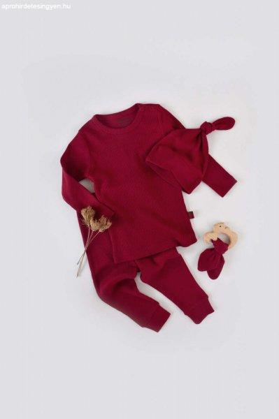 3 részes készlet: hosszú ujjú blúz, hosszú nadrág és organikus és
modális pamut sapka - BabyCosy Red (Méret: 12-18 hónap)