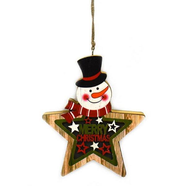 Dekorációs figura (hóember csillag, Merry Christmas felirattal, LED
világítással)