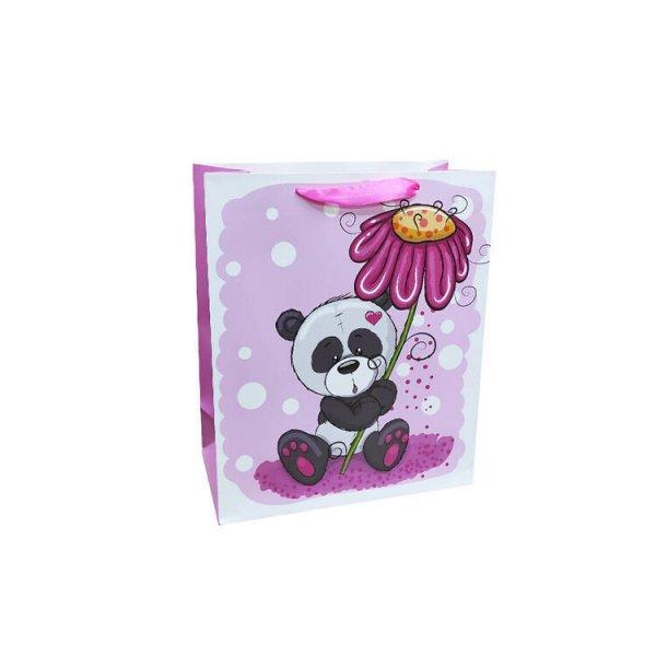 Ajándéktasak - kicsi (panda maci bordó virággal)