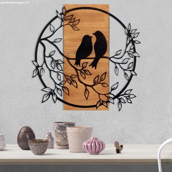 Birds In Love 1 Fa fali dekoráció 60x59 Fekete-Dió