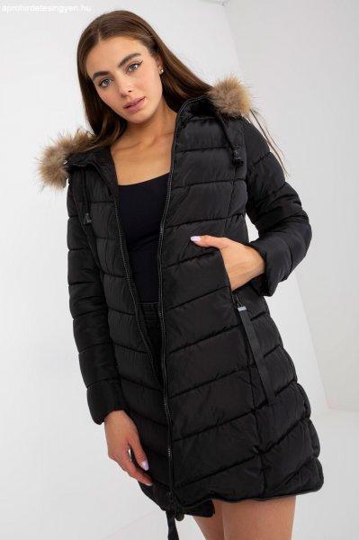 Téli kabát levehető szőrmével modell 78118 fekete