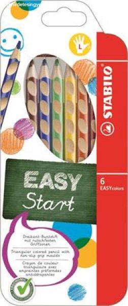 Színes ceruza készlet, háromszögletű, balkezes, STABILO
"EasyColours", 6 különböző szín