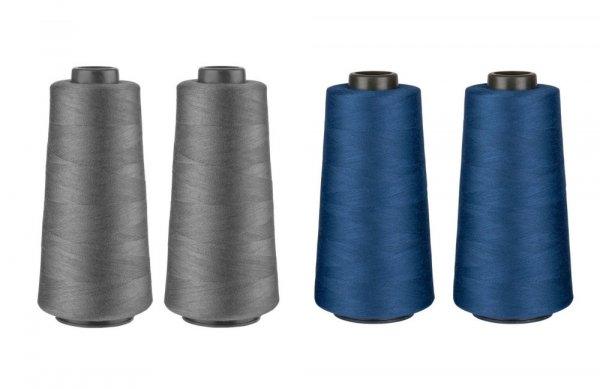 Crelando szürke - kék 4 darabos (4 x 2500 méter / 88g) 40/2 polyester
overlock varró cérna szett, gyors varráshoz