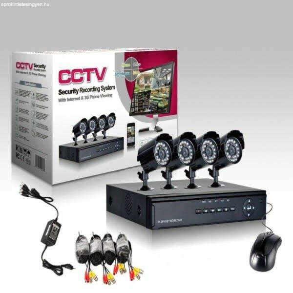 CCTV Komplett Megfigyelő Rendszer 4 Kamerás éjjellátó szett, dvr
rögzítővel