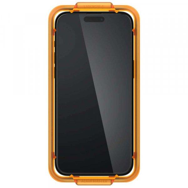 Spigen Alm Glass Fc 2 csomagos Iphone 15 fekete - telefon kijelzővédő