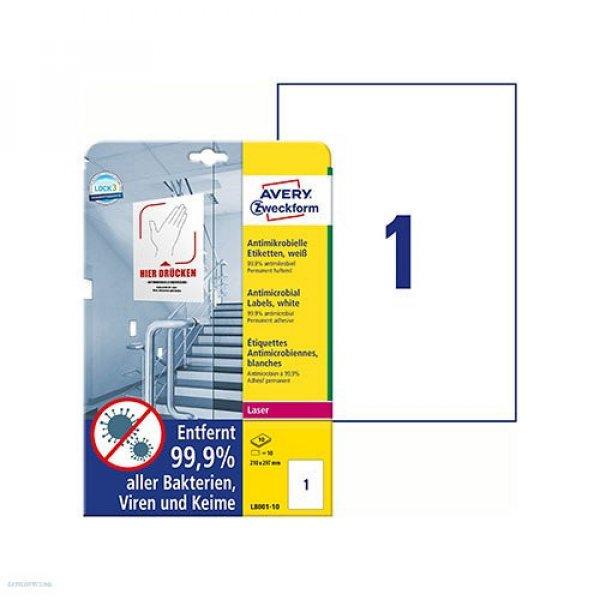 Etikett címke antimikrobiális L8001-10 210x297mm fehér 10 ív