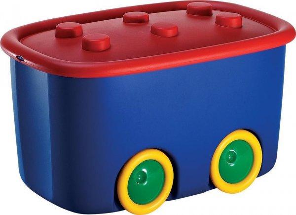 Box korú gyermekjátékokkal KIS Funny L, 46L, kék/piros, tároló, 39x58x32
cm