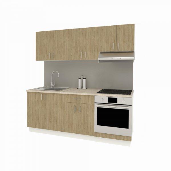 Benita konyhabútor szett V14, választható munkapult 28 mm, 200 cm -
Természetes fa - Fehér