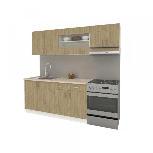 Benita konyhabútor szett V16, választható munkapult 28 mm, 220 cm -
Természetes fa-Fehér