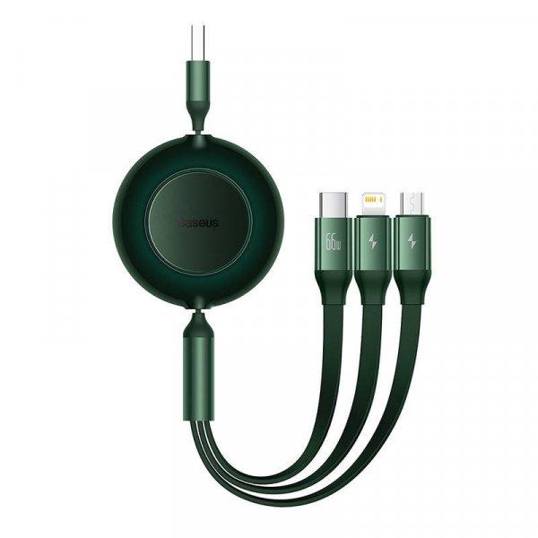 Baseus Bright Mirror 3, 3 az 1-ben Mikro USB / Lightning / USB-C kábel, 66W /
2A, 1.1 m (zöld)