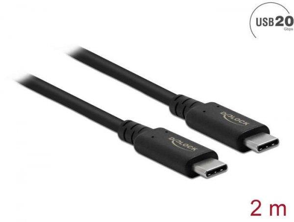 DeLOCK 86980 USB kábel 2 M USB4 Gen 2x2 USB C Fekete