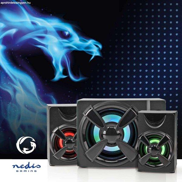 Nedis Blue Dragon Professzionális Pc hangszóró Gaming hangszóró 2.1
USB-áramellátású 3.5 mm JACK 33 W LED Hangerő szabályozás 2 szateli 1
mélynyomó GSPR31021BK