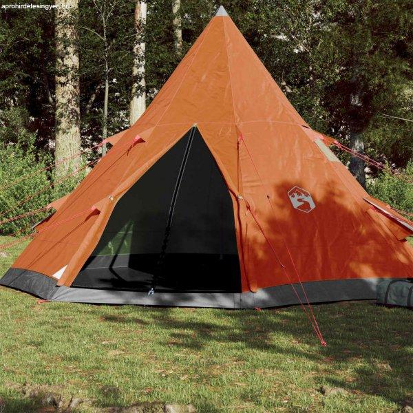 vidaXL 185T Taffeta 4-személyes szürke-narancs sátor 367x367x259 cm