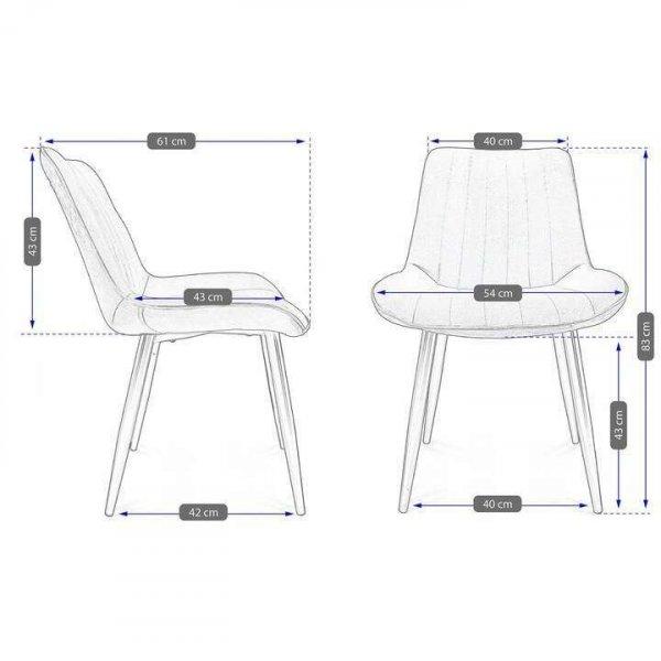 Skandináv stílusú szék, velúr, fém, barna, 54x61x83 cm, Viva