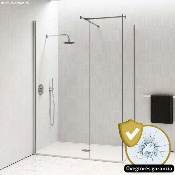 HD Arlo Kombi Walk-In zuhanyfal, 80x140 cm, 8 mm vastag vízlepergető
biztonsági üveggel, 200 cm magas, króm profillal és távtartóval