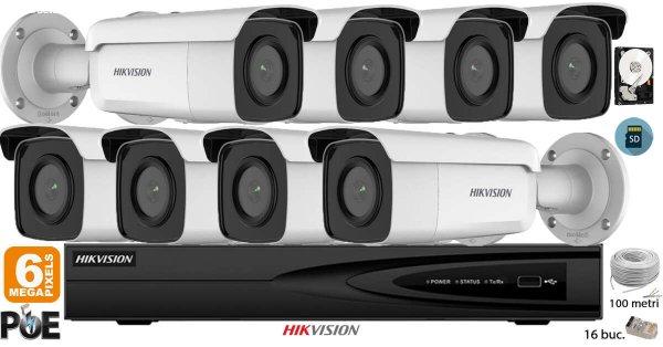 Hikvision komplett analóg kamera rendszer 8 db IP kamera, 6MP(3K), SD-kártya,
IR 80m