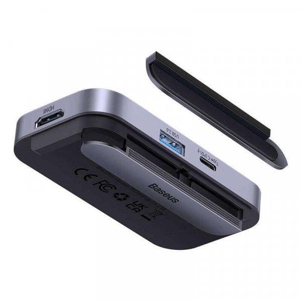 Baseus PadJoy 4 az 1-ben HUB USB-C - USB 3.0 + HDMI + USB-C PD + jack , 3.5 mm
(szürke)