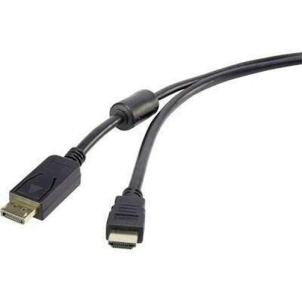 Renkforce Kijelző csatlakozó / HDMI Csatlakozókábel [1x DisplayPort dugó -
1x HDMI dugó] 5.00 m Fekete