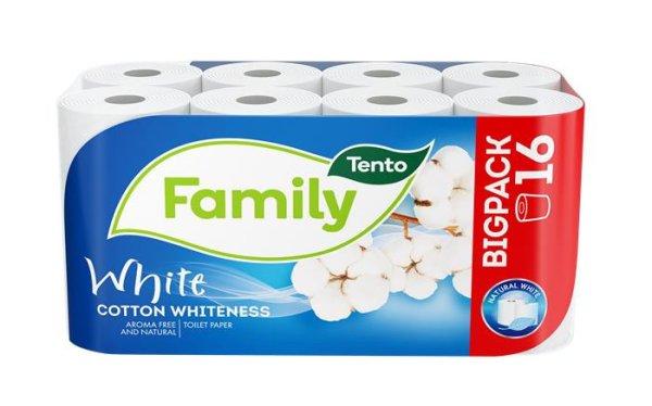 Toalettpapír, 2 rétegű, kistekercses, 16 tekercs, TENTO "Family
White", fehér