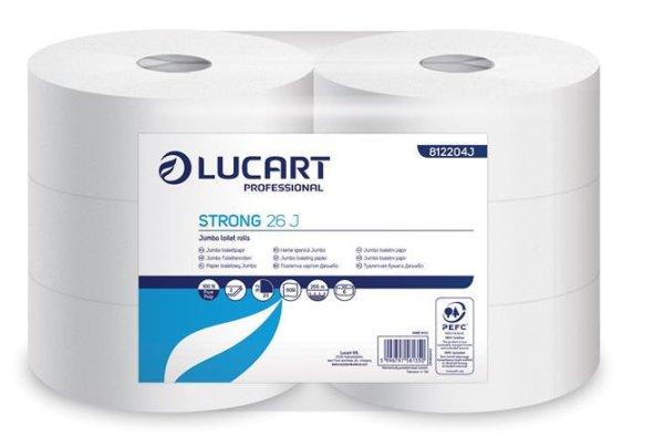 Toalettpapír, 2 rétegű, nagytekercses, 26 cm átmérő, LUCART,
"Strong", hófehér