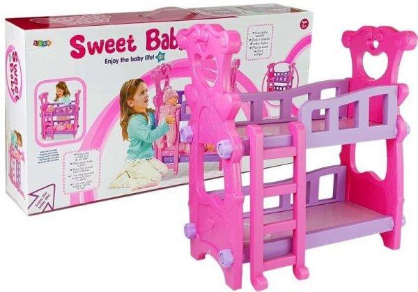 Rózsaszín összecsukható emeletes ágy babáknak 5618