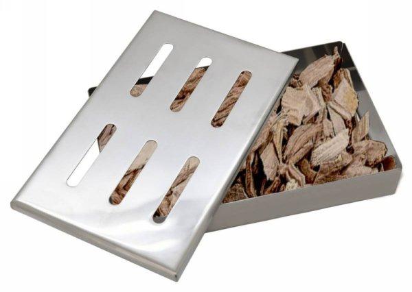 GrillMeister Smoker Box BBQ 21 x 13 x 3.5 cm nemesacél inox füstölődoboz,
füstölő box intenzív grillaromához, faszén-, gáz- és pellet tüzelésű
grillekhez
