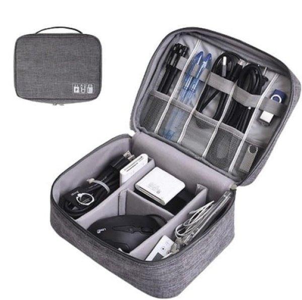 Hordozható, vízálló rendszerező táska -
kábeleknek, kütyüknek, töltőknek, kisméretű
termékeknek (BB-23172)