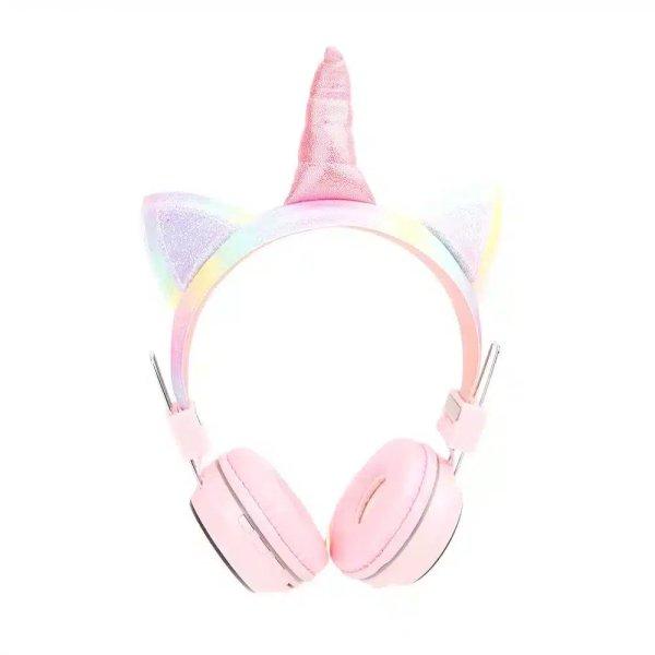 Vezeték nélküli mikrofonos fejhallgató csillogó
unikornis fülekkel és szarvval (THM) (BBD) (BBV)