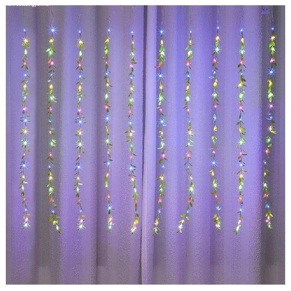 Hangulatos, 3x2m-es karácsonyi fényfüzér levelekkel és
színes fénnyel - 220 V (BBV)