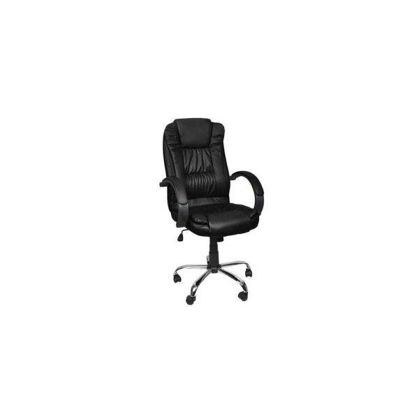 8983 Ergonomikus irodai szék, króm, fekete, öko bőr