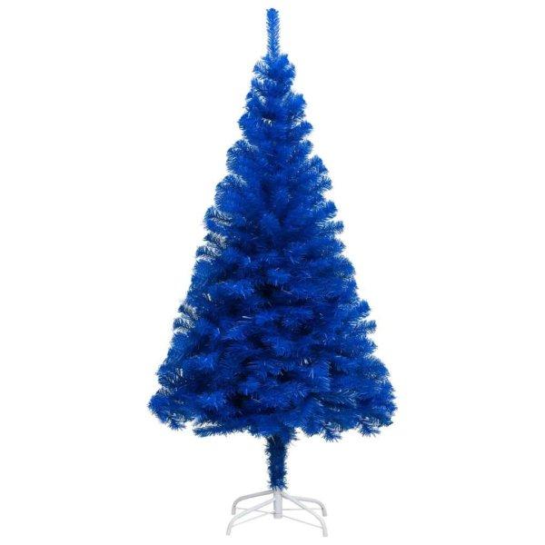 vidaXL kék PVC műkarácsonyfa LED-fényekkel és gömbszettel 120 cm